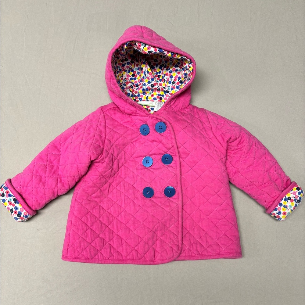 First Impressions Pink Pea Coat with Blue Buttons